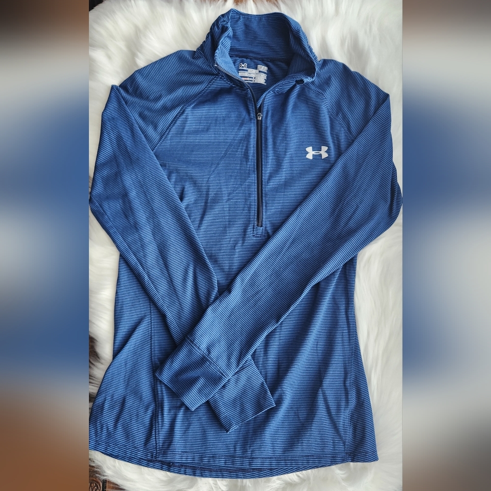 Womens Under Armour Training Blue Stripe 1/4 Zip Pullover Size Small